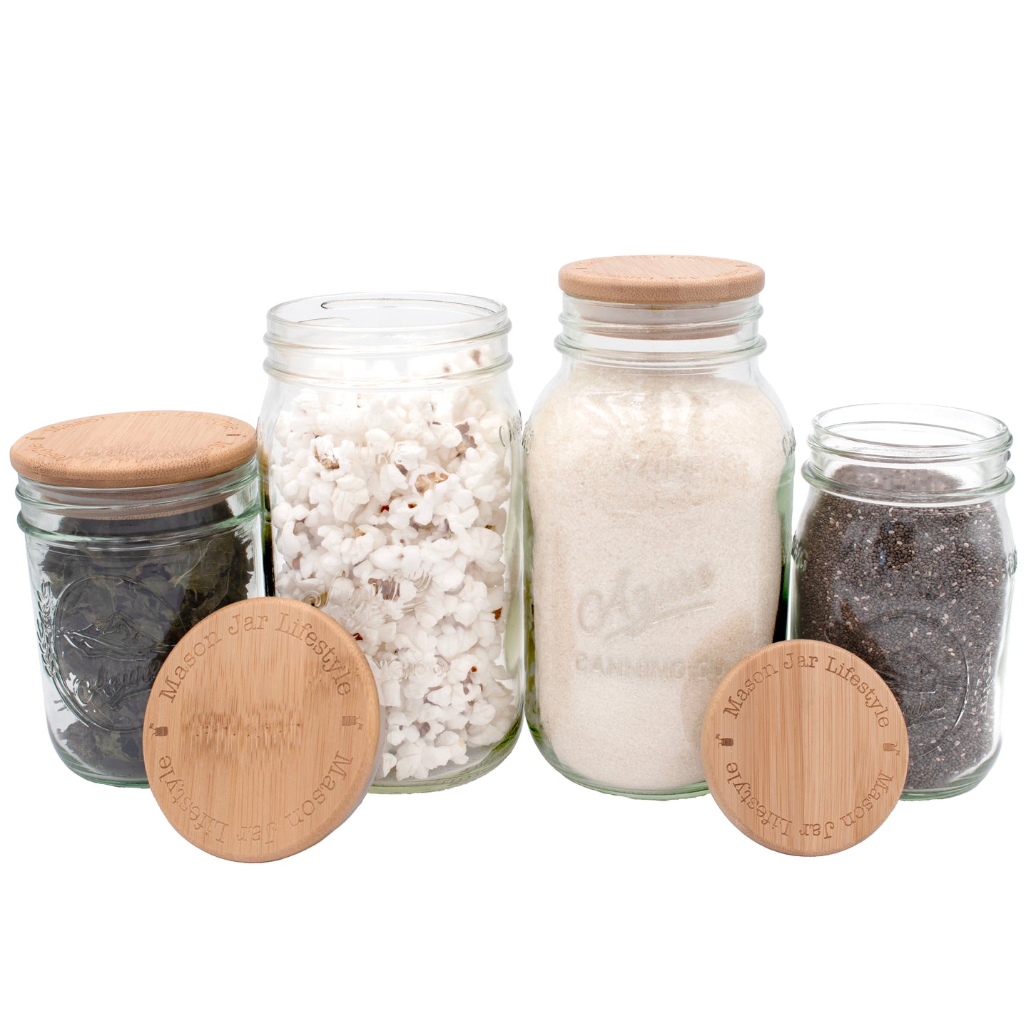 Bamboo Storage Stopper Lids for Mason Jars 6 Pack