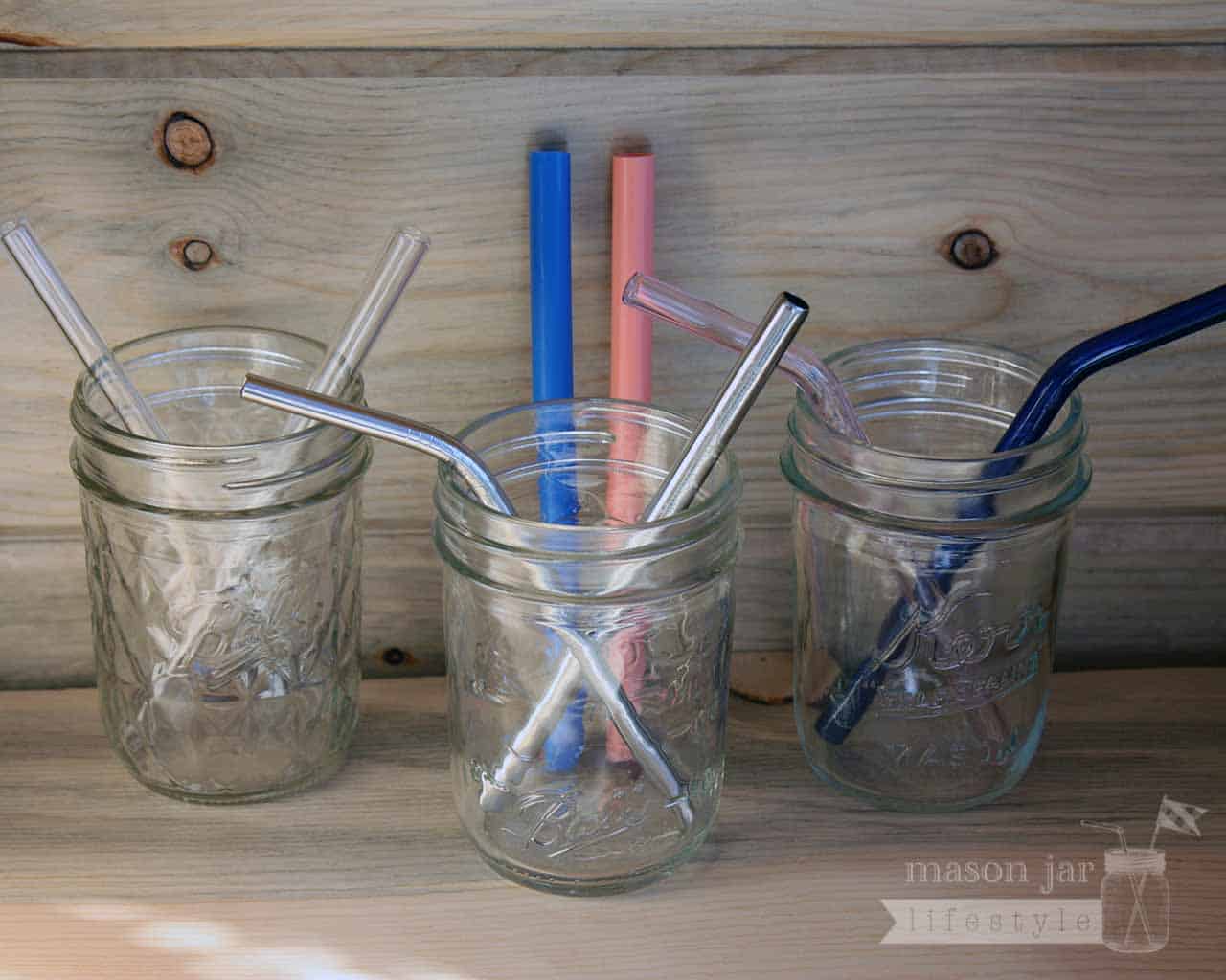 Short 6 ¼" Thin Bent Stainless Steel Straws for Half Pint Mason Jars