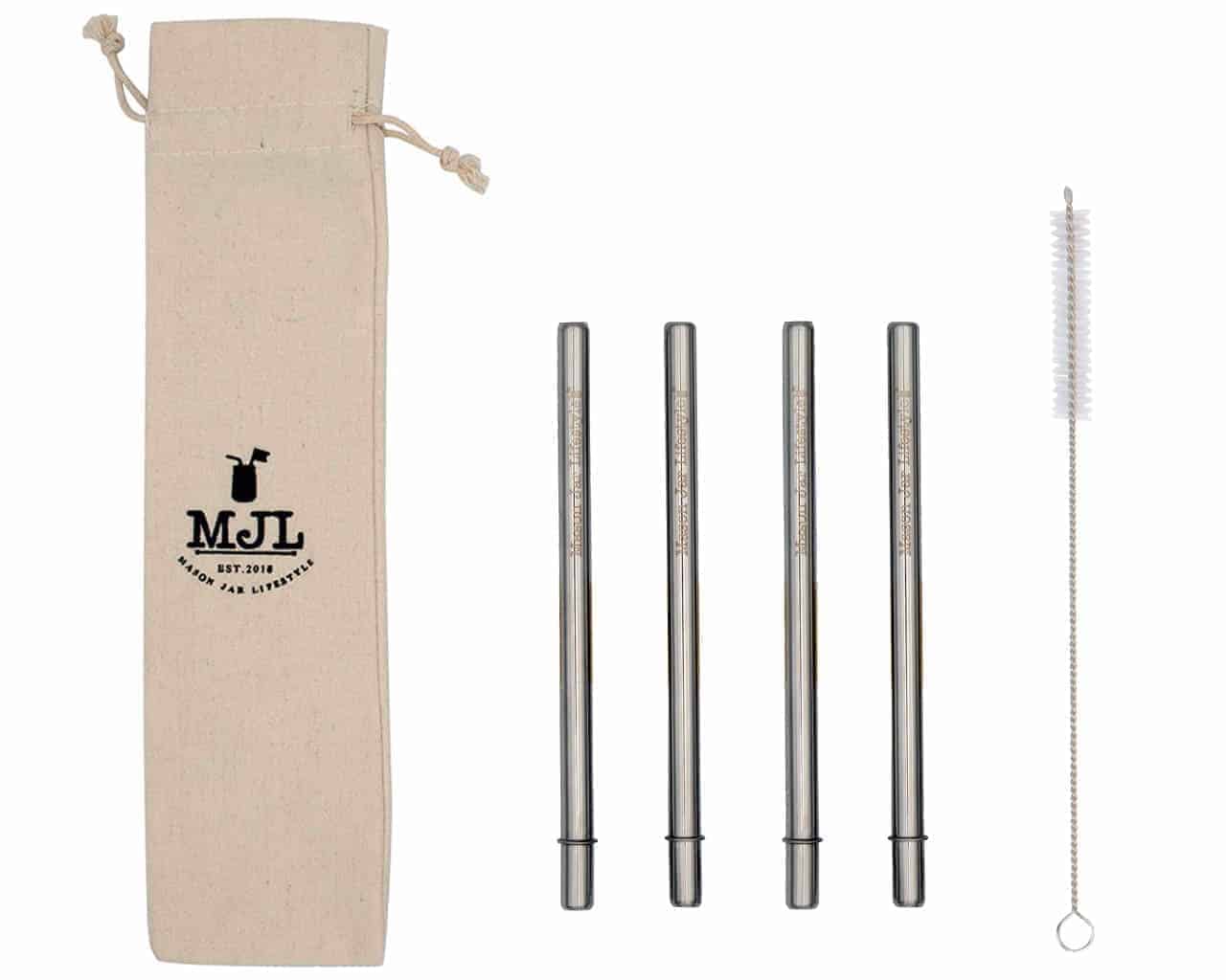 Short 5 ¾" Safer Rounded End Stainless Steel Straws for Half Pint Mason Jars