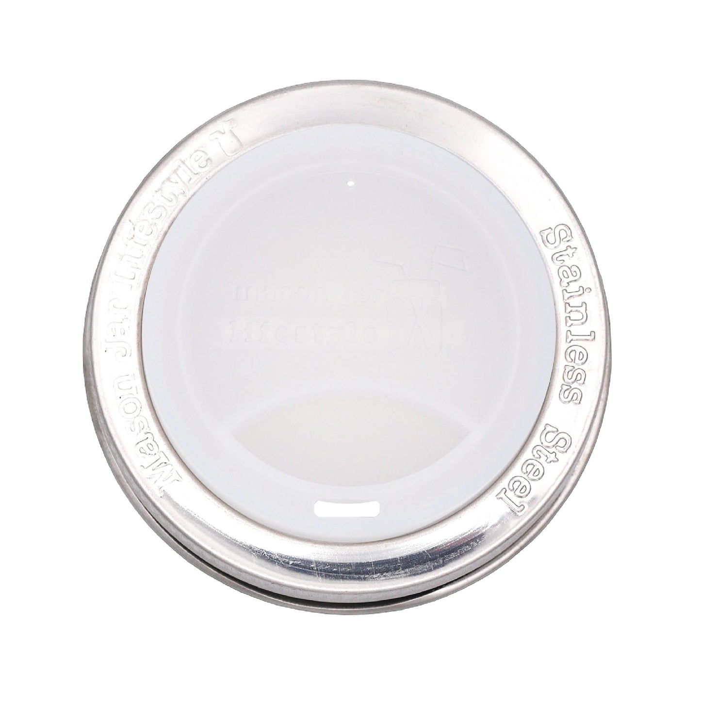 Silicone Drinking Lid with Stainless Steel Band for Mason Jars