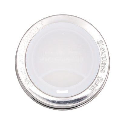 Silicone Drinking Lid with Stainless Steel Band for Mason Jars