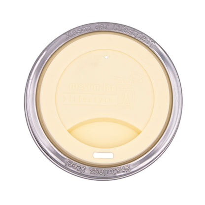 Silicone Drinking Lid with Stainless Steel Band for Mason Jars