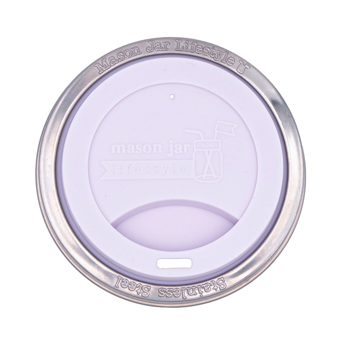 Silicone Drinking Lid with Stainless Steel Band for Mason Jars