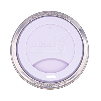 Silicone Drinking Lid with Stainless Steel Band for Mason Jars