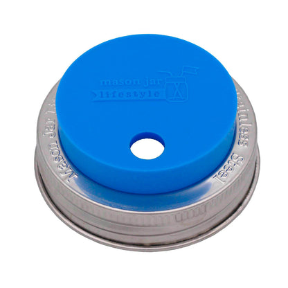 Silicone Straw Hole Tumbler with Stainless Steel Band for Mason Jars