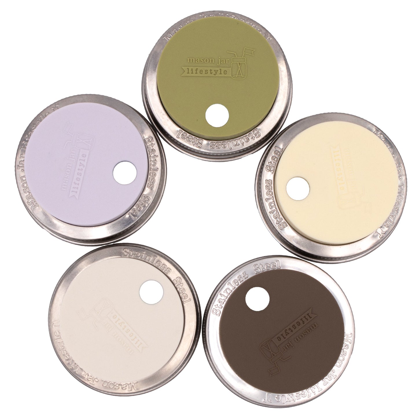 Silicone Straw Hole Tumbler with Stainless Steel Band for Mason Jars