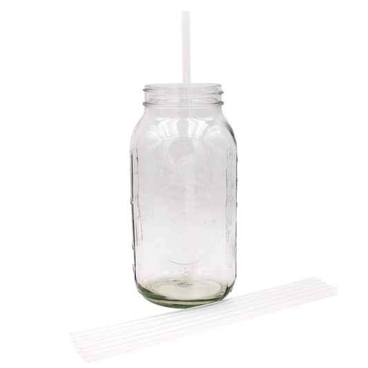 Extra Long 11.75" Silicone Reusable Straws Mason Jars 6pk + Cleaner