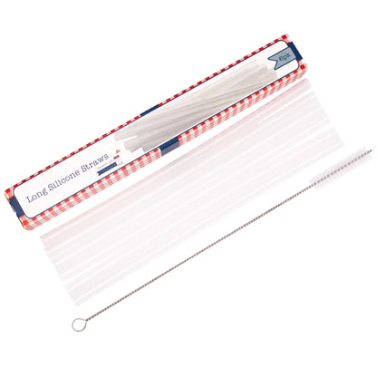 Long 9" Silicone Reusable Straws for Quart or Pint & Half Mason Jars 6 Pack