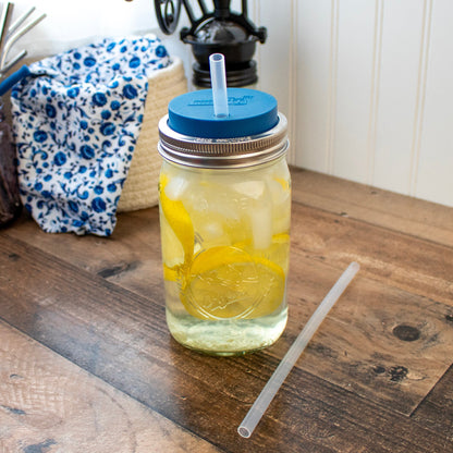 Long 9" Silicone Reusable Straws for Quart or Pint & Half Mason Jars 6 Pack