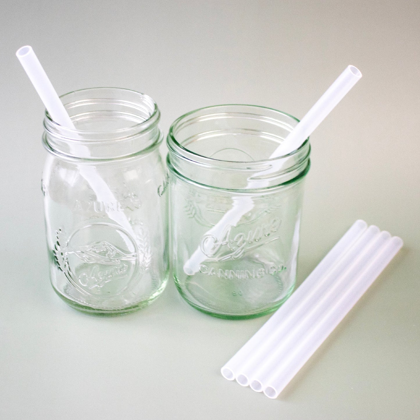 Medium 7 1/4" Silicone Reusable Straws for Pint Mason Jars 8 Pack