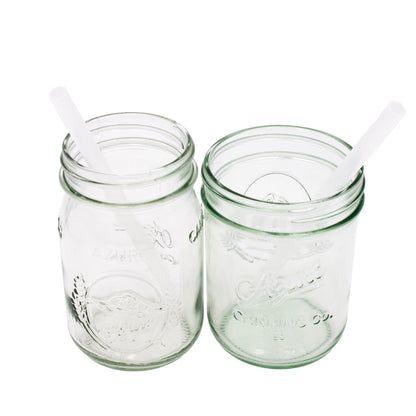 Medium 7 1/4" Silicone Reusable Straws for Pint Mason Jars 8 Pack