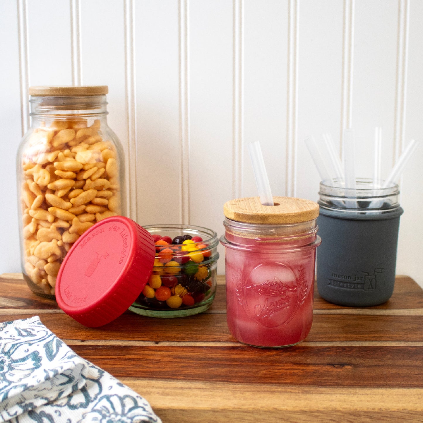 Short 5 3/4" Silicone Reusable Straws for Half Pint Mason Jars 10 Pack