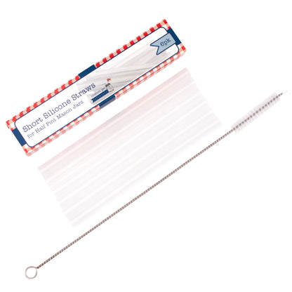 Short 5 3/4" Silicone Reusable Straws for Half Pint Mason Jars 10 Pack