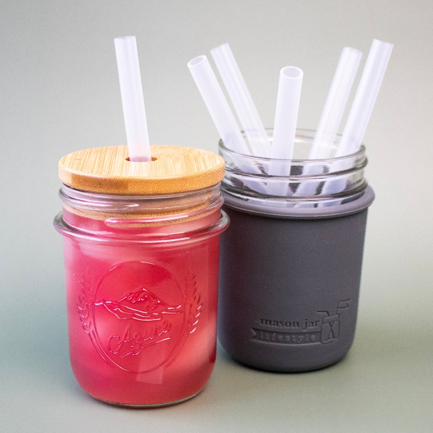 Short 5 3/4" Silicone Reusable Straws for Half Pint Mason Jars 10 Pack