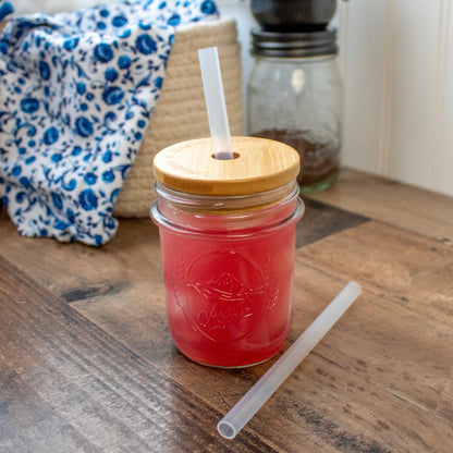 Short 5 3/4" Silicone Reusable Straws for Half Pint Mason Jars 10 Pack