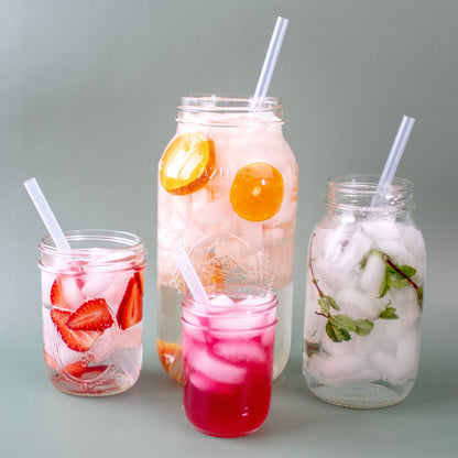 Short 5 3/4" Silicone Reusable Straws for Half Pint Mason Jars 10 Pack