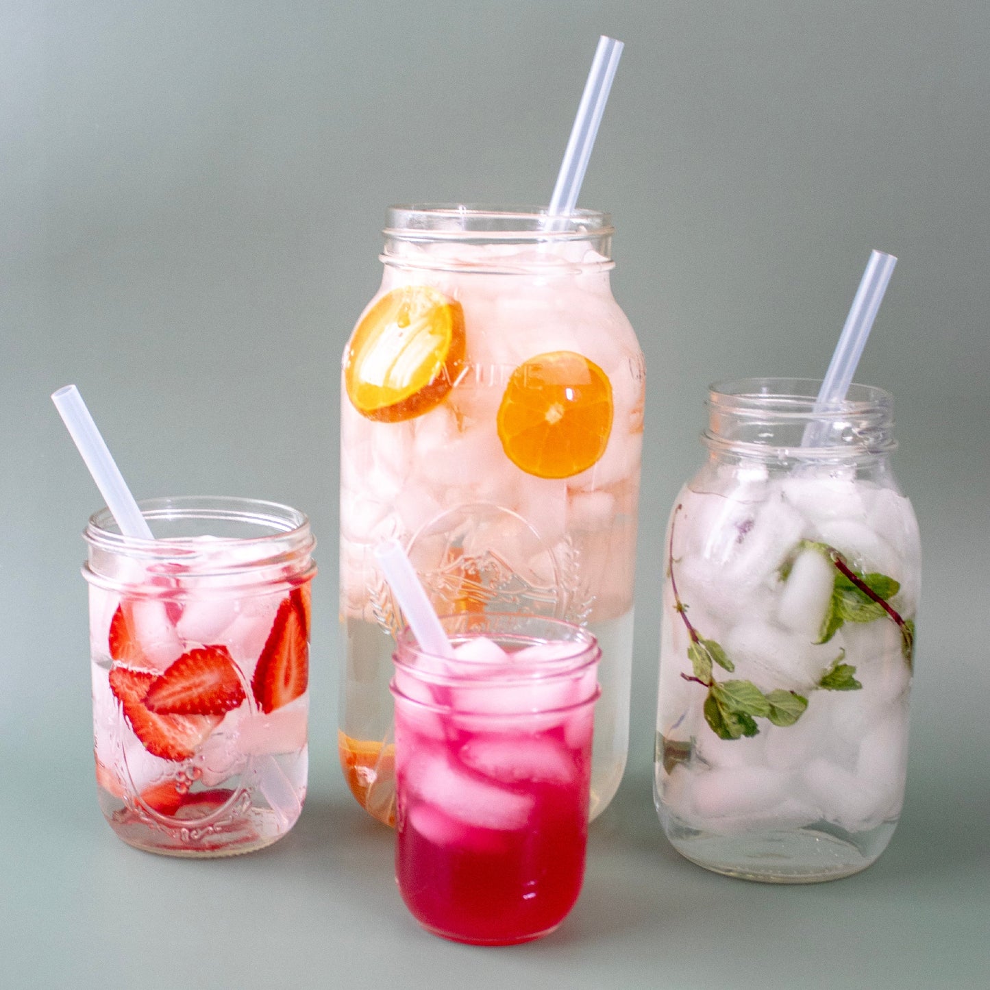 Extra Long 11.75" Silicone Reusable Straws Mason Jars 6pk + Cleaner