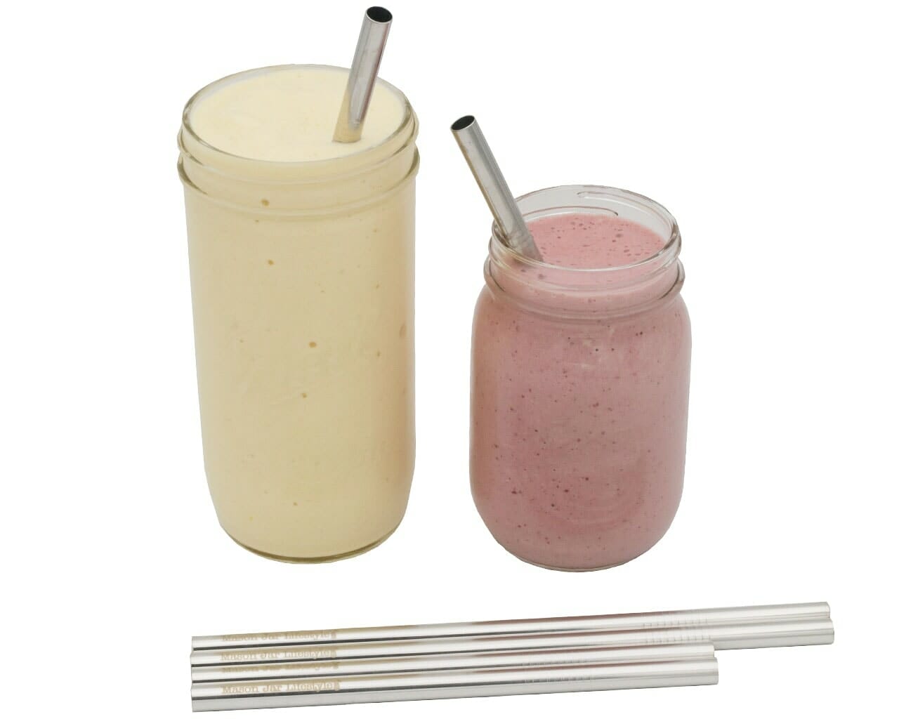 Long 9" Stainless Steel Smoothie Straws for Quart Mason Jars