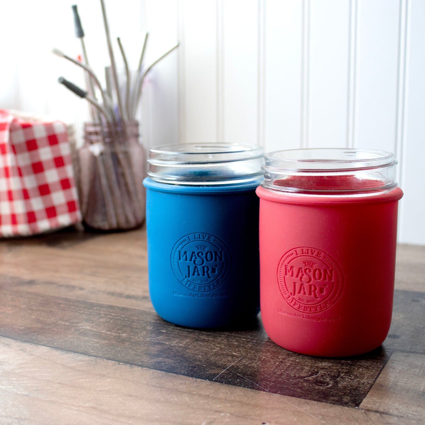 "I Live the Mason Jar Lifestyle" Silicone Laser Engraved Wide Mouth Pint Sleeve