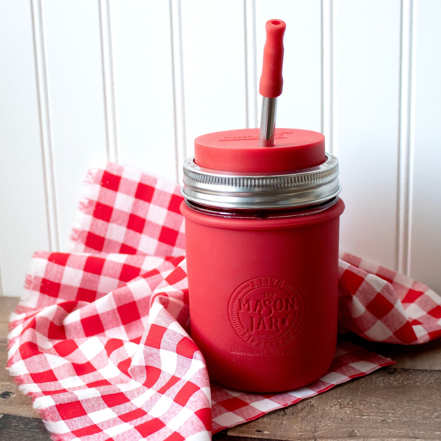 "I Live the Mason Jar Lifestyle" Silicone Laser Engraved Wide Mouth Pint Sleeve