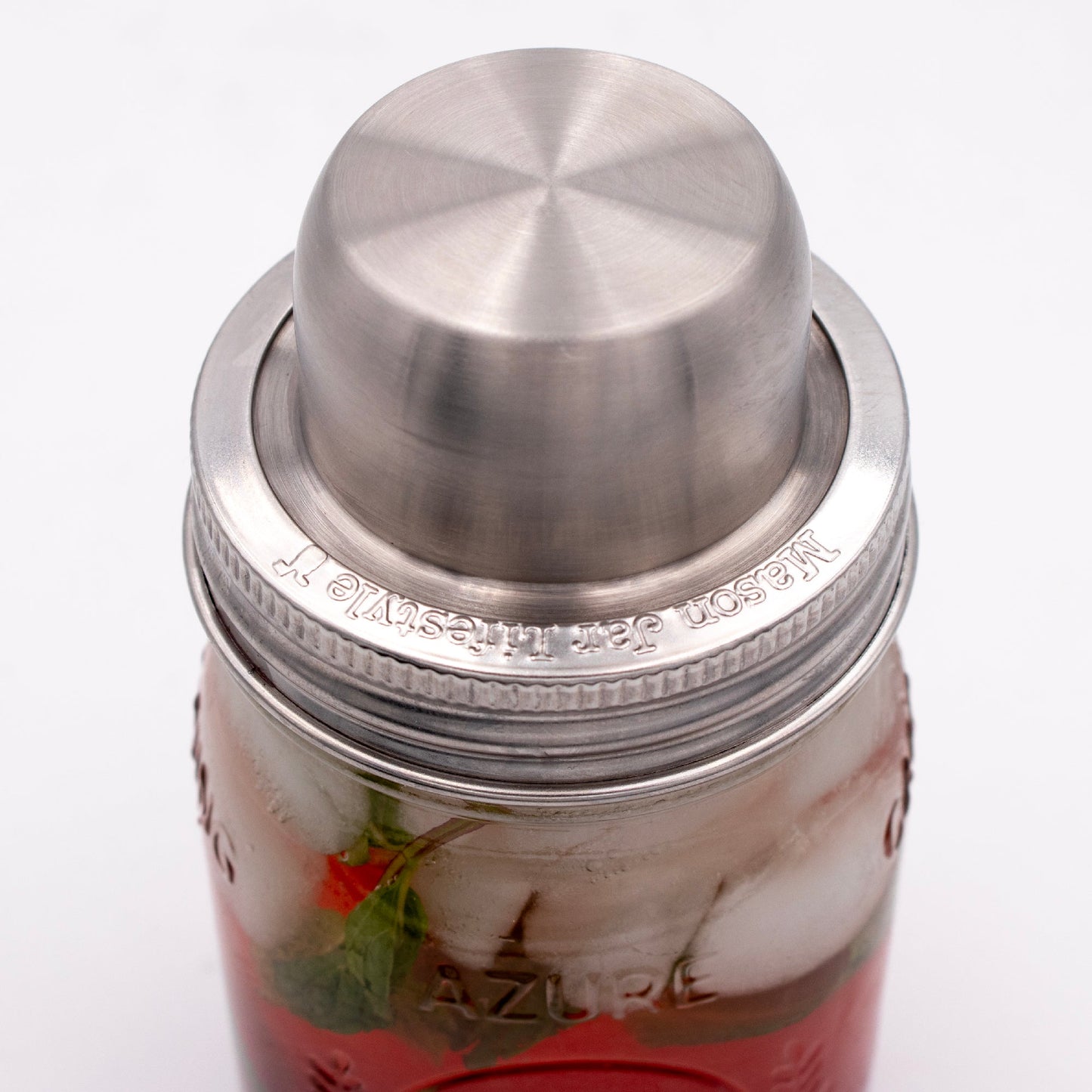 Mason Shaker Cocktail Shaker Lid with Stainless Steel Band