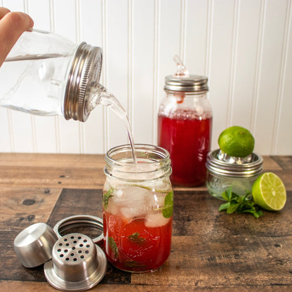 Mason Shaker Cocktail Shaker Lid with Stainless Steel Band
