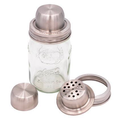 Mason Shaker Cocktail Shaker Lid with Stainless Steel Band