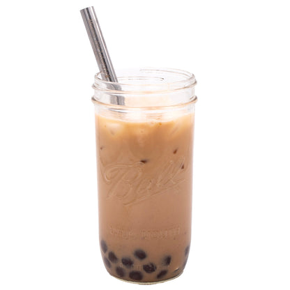 Long 9" Stainless Steel Extra Thick Boba Straws for Quart Mason Jars