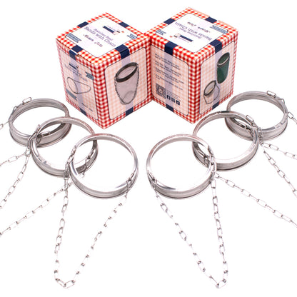 Stainless Steel Band with Chain Handle for Mason Jars 6 Pack