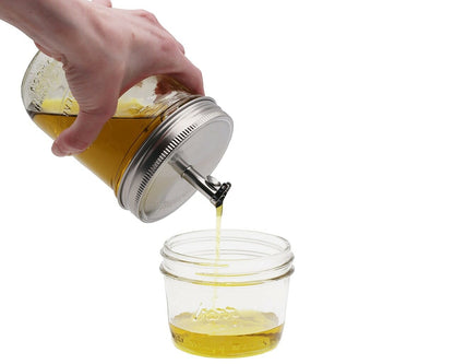 Oil Cruet Pour Spout Stainless Steel Lids for Mason Jars 2 Pack