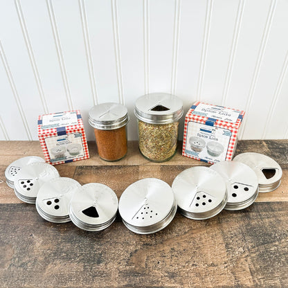 Spice Shaker Stainless Steel Lids for Mason Jars 4 Pack