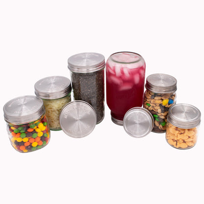 Stainless Steel Storage Lids with Leak-Proof Silicone Liners for Mason Jars 5 Pack