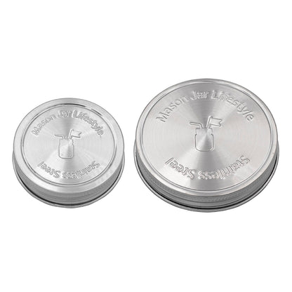 Stainless Steel Storage Lids with Leak-Proof Silicone Liners for Mason Jars 5 Pack