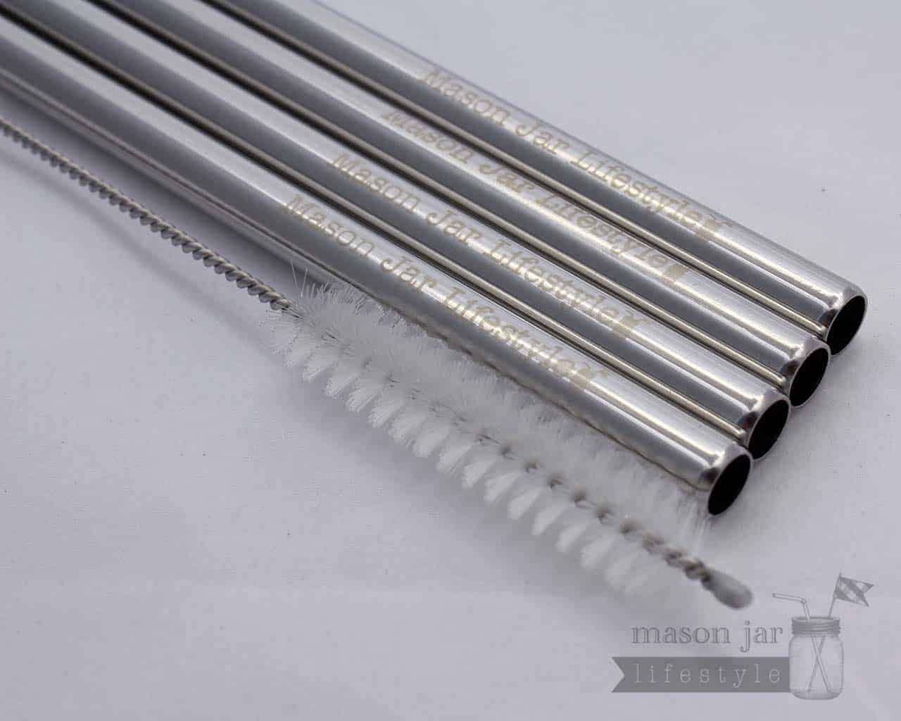 Short 5 ¾" Safer Rounded End Stainless Steel Straws for Half Pint Mason Jars