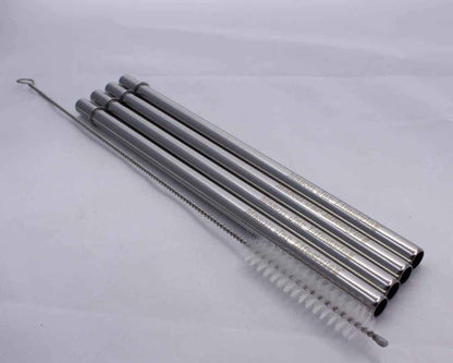 Long 9" Safer Rounded End Stainless Steel Straws for Quart Mason Jars