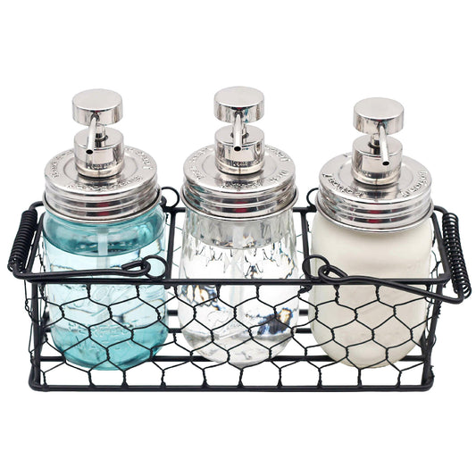 Chicken Wire Caddy for 3 Pint Mason Jars