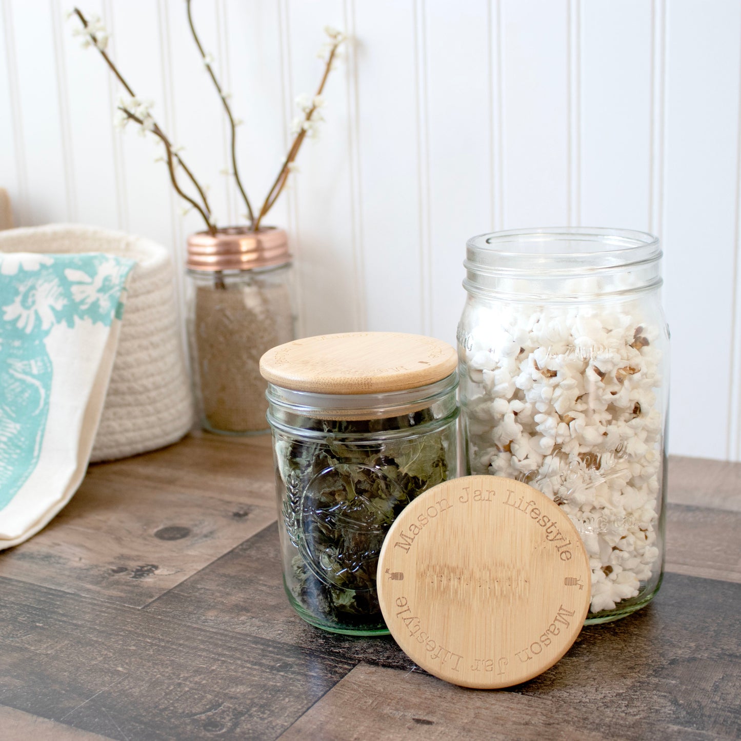 Bamboo Storage Stopper Lids for Mason Jars 6 Pack