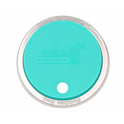 Silicone Straw Hole Tumbler with Stainless Steel Band for Mason Jars