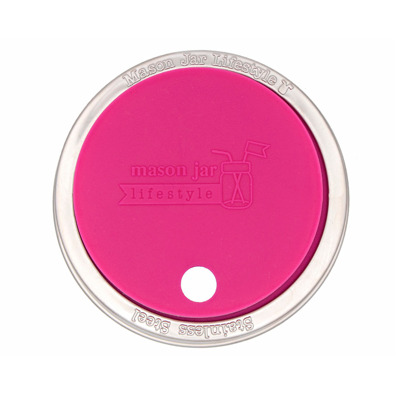 Silicone Straw Hole Tumbler with Stainless Steel Band for Mason Jars