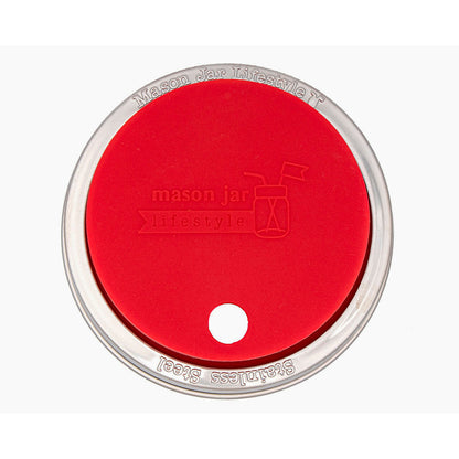 Silicone Straw Hole Tumbler with Stainless Steel Band for Mason Jars
