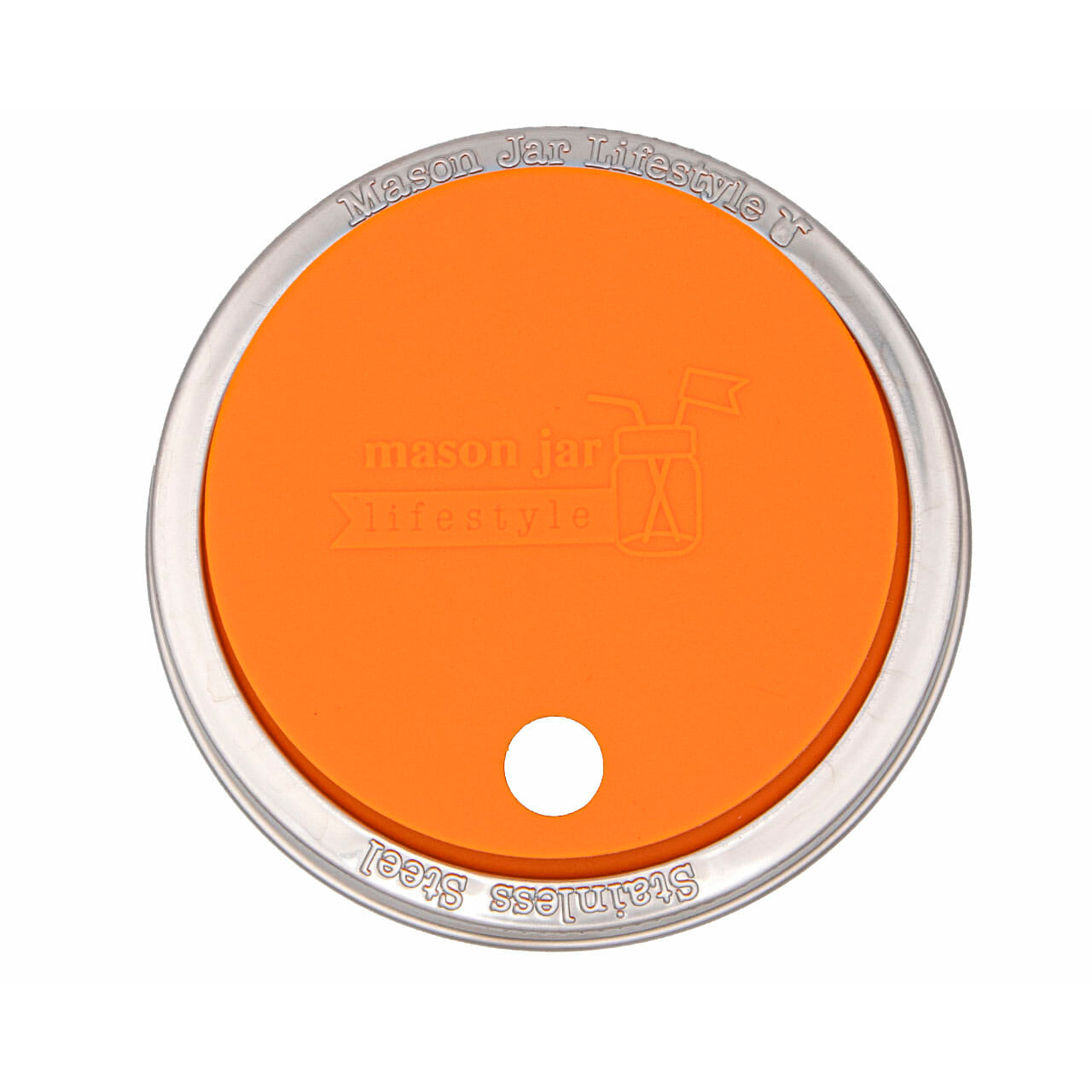 Silicone Straw Hole Tumbler with Stainless Steel Band for Mason Jars