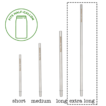 Extra Long 11 ¾" Safer Rounded End Stainless Steel Straws for Half Gallon Mason Jars 4 Pack