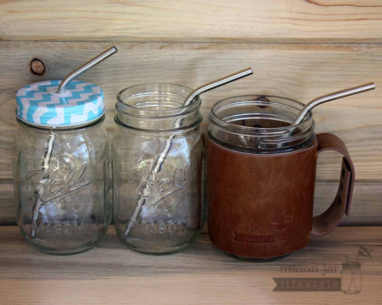 Medium 7 ½" Thin Bent Stainless Steel Straws for Pint Mason Jars