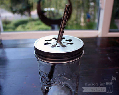 Medium 7 ¼" Safer Rounded End Stainless Steel Straws for Pint Mason Jars